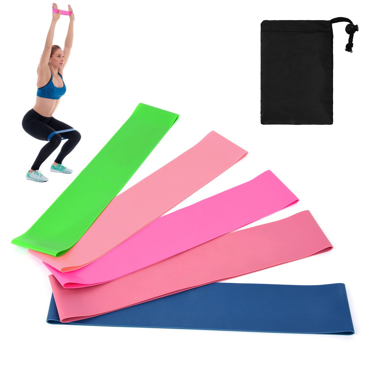 5 PCS Sports Exercise Resistance Loop Bands Set Elastic Band