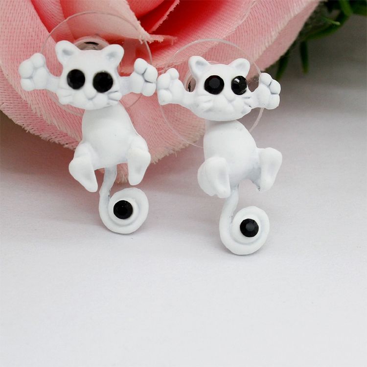1 Pair Kitten Animal Jewelry Cute Cat Stud Earrings