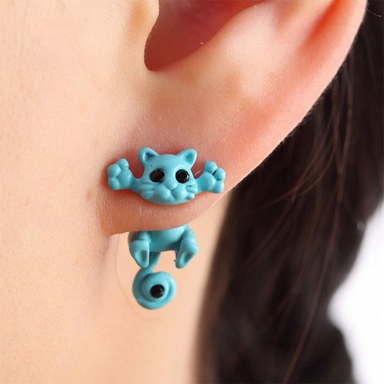 1 Pair Kitten Animal Jewelry Cute Cat Stud Earrings