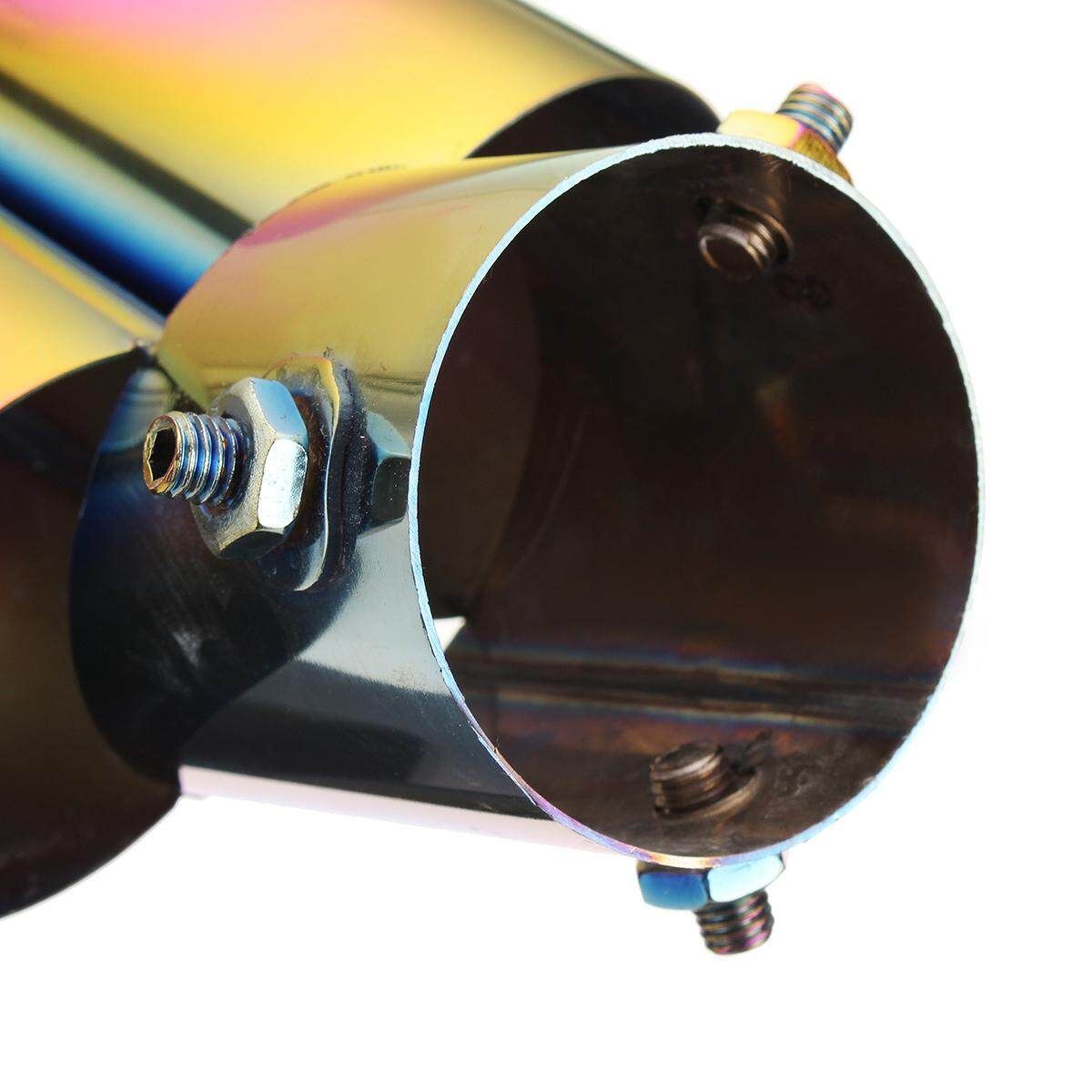Car Rear Exhaust Throat Muffler Stainless Steel Double Tube Tail Pipe Trim Tip 323203045880