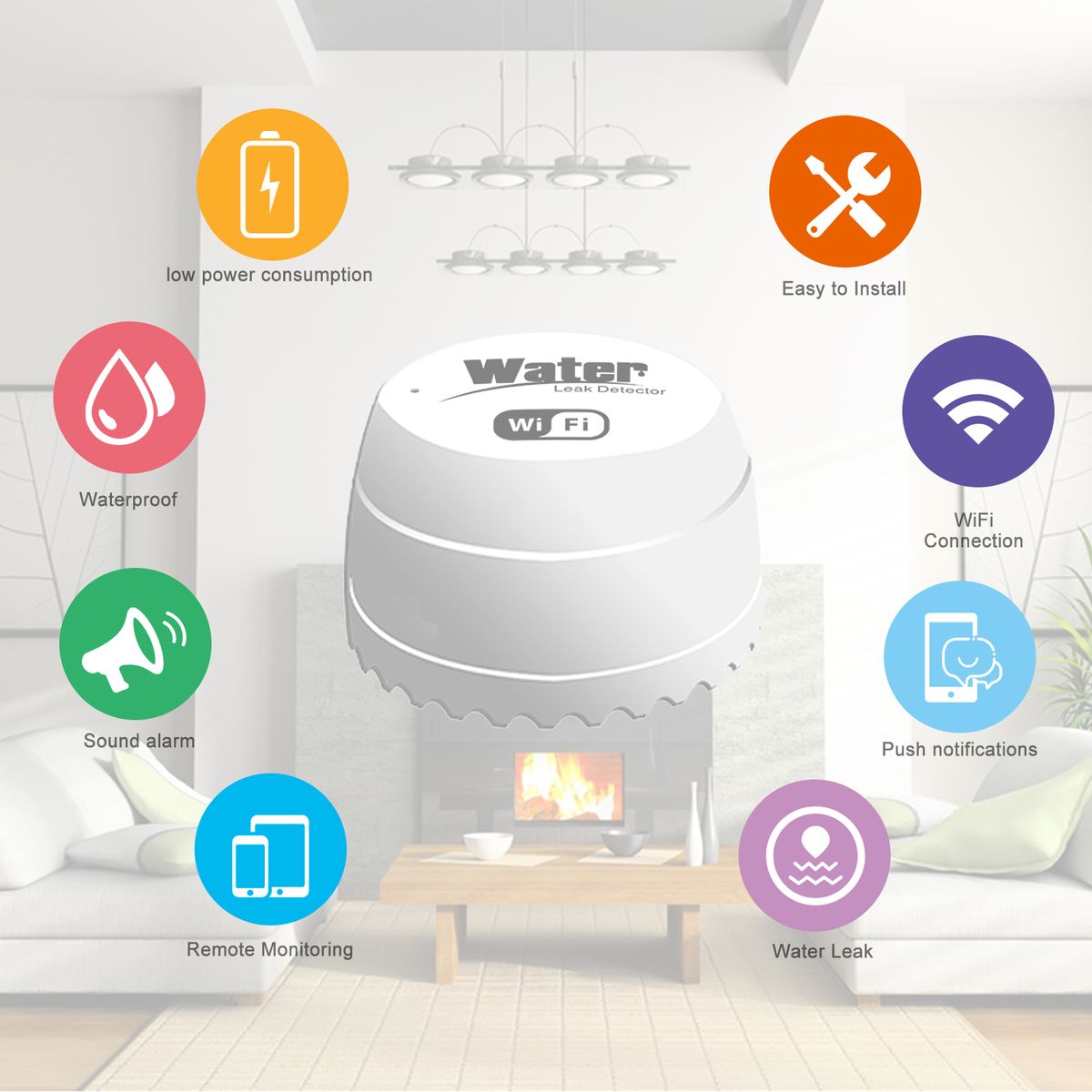 WIFI Water Leak Sensor Water Leakage Intrusion Detector