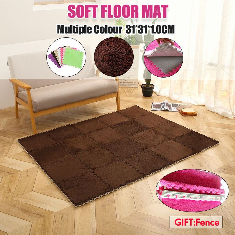 Carpet Bedroom Full Bedside Children's Plush Suede Foam Square Stitching Tatami Floor Mat Bay Window Cushion For Living Room Bedroom Study Kitchen Bathroom Balcony Purple