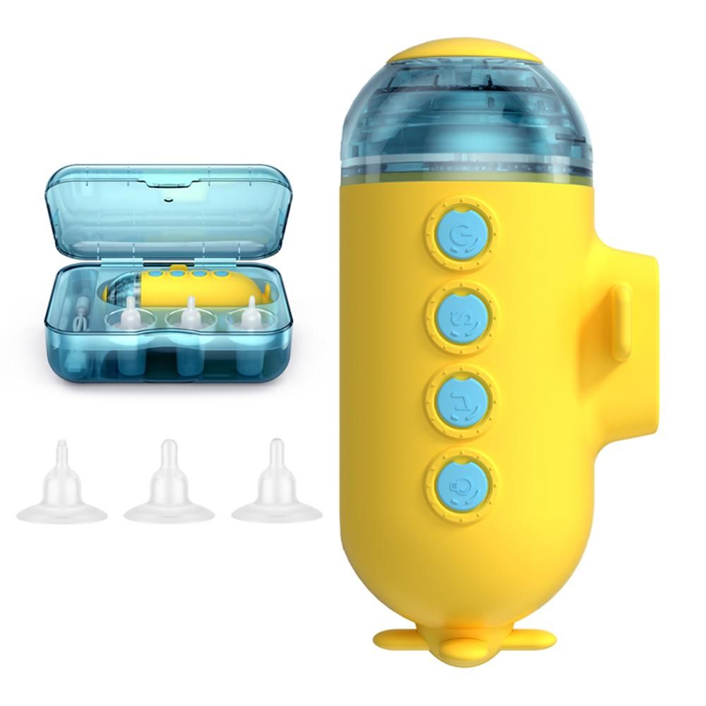 Cute Electric Baby Nasal Aspirator Automatic Nose Sucker for Infants Baby Nose Cleaner 3 Suction Levels Low Noise Anti-backflow IPX6 Waterproof Built-in Battery LED Light Soothing Music with Storage Case 3pcs Silicone Suction