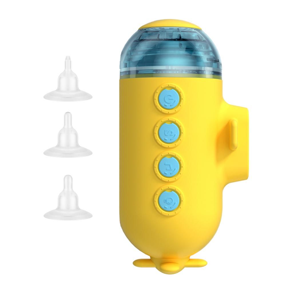 Cute Electric Baby Nasal Aspirator Automatic Nose Sucker for Infants Baby Nose Cleaner 3 Suction Levels Low Noise Anti-backflow IPX6 Waterproof Built-in Battery LED Light Soothing Music with Storage Case 3pcs Silicone Suction