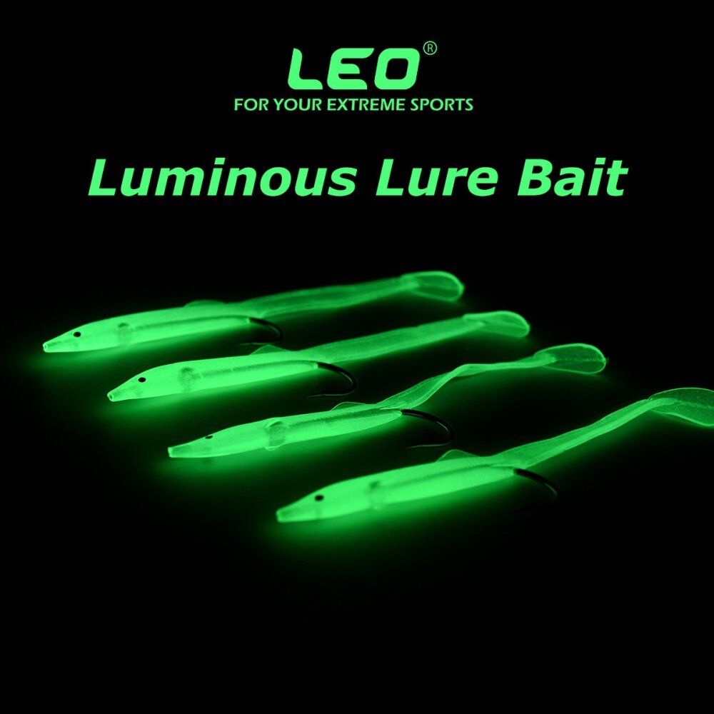4-10pcs Green Luminous Cod Sea Boat Wreck Gummi Eel Hooks 5.5cm