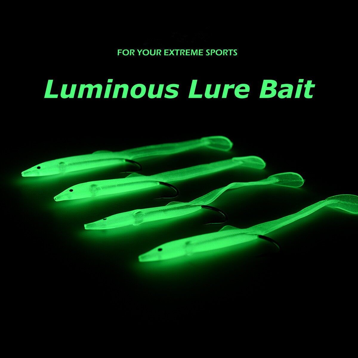 4-10pcs Green Luminous Cod Sea Boat Wreck Gummi Eel Hooks 5.5cm