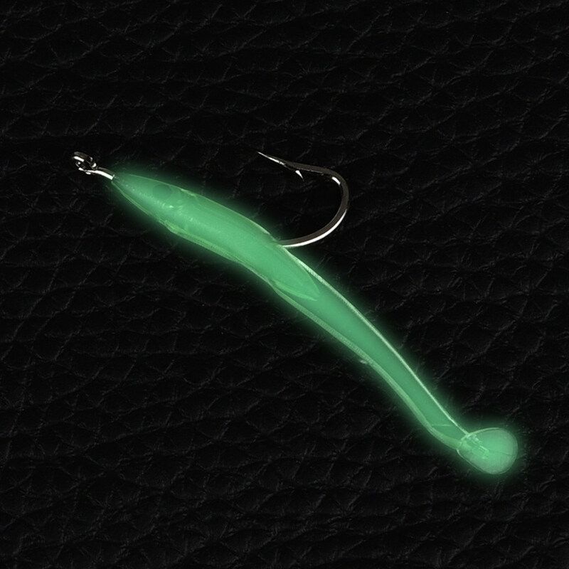 4-10pcs Green Luminous Cod Sea Boat Wreck Gummi Eel Hooks 5.5cm