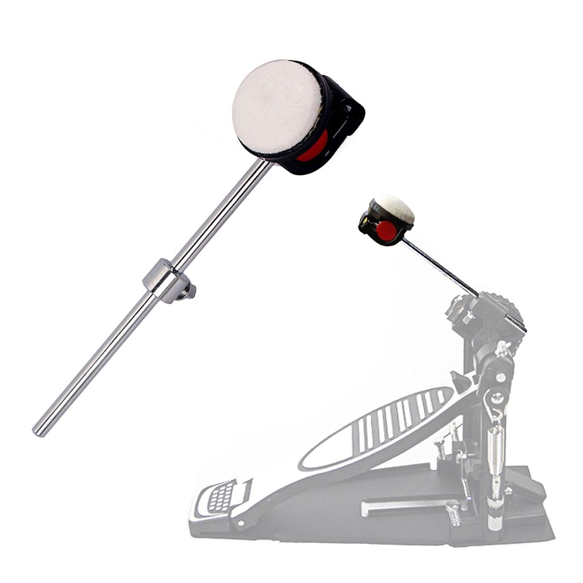 Percussion Hammer Drum Stick Bass Drum Beater Hammer Silicone Head with Felt Cotton for Drum Set Parts Accessories