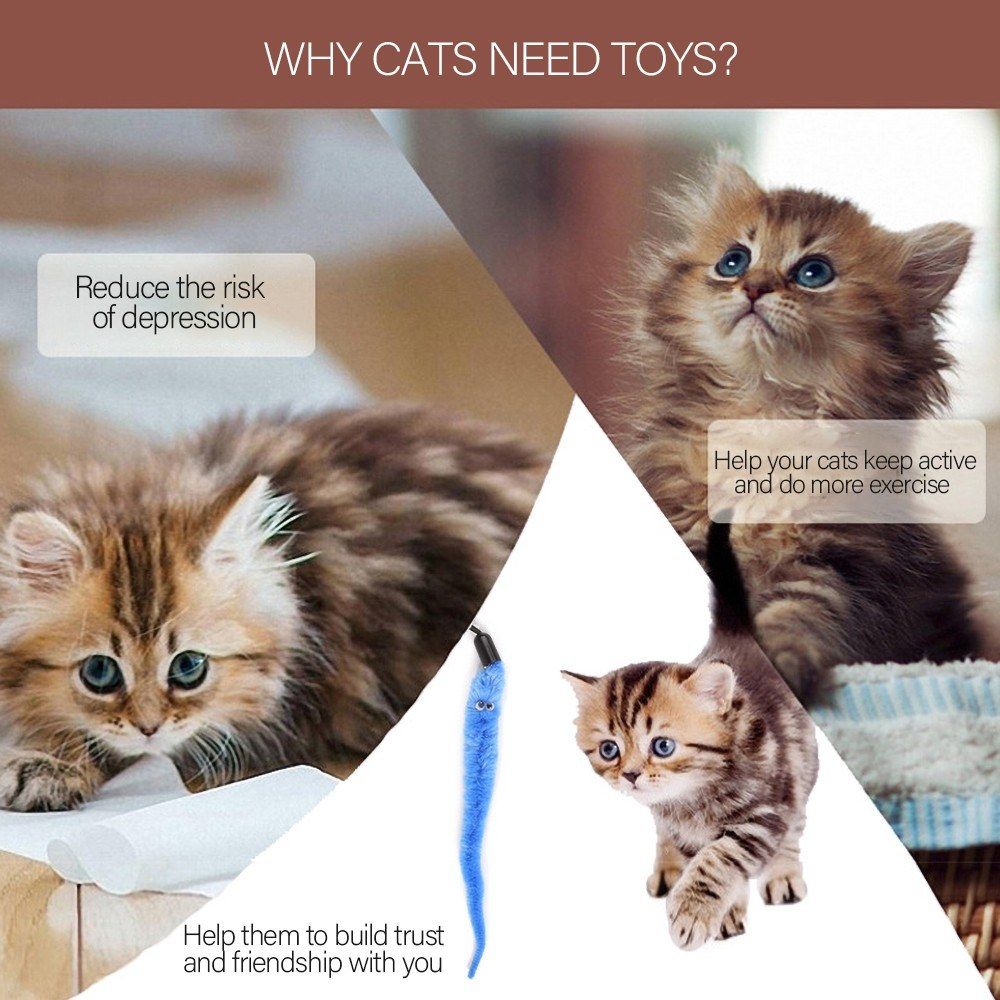Cat Feather Rod Interactive Feather Teaser Retractable Cat