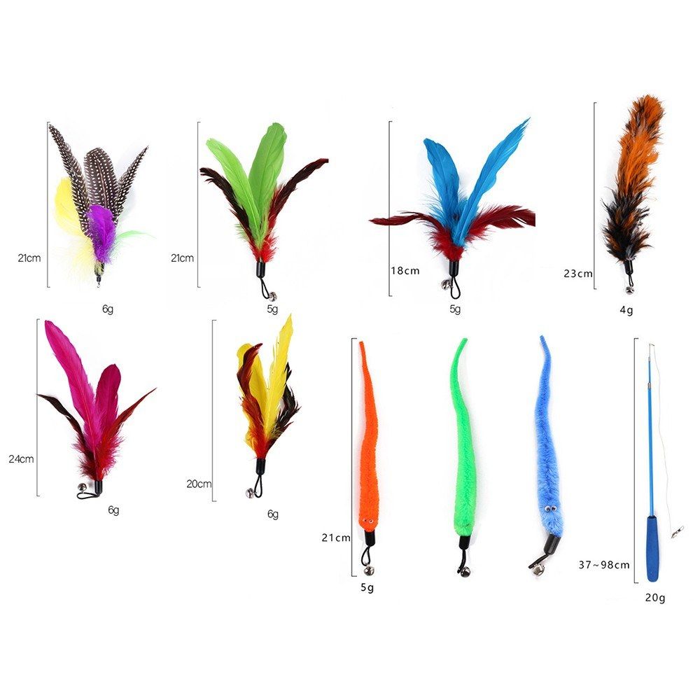 Cat Feather Rod Interactive Feather Teaser Retractable Cat