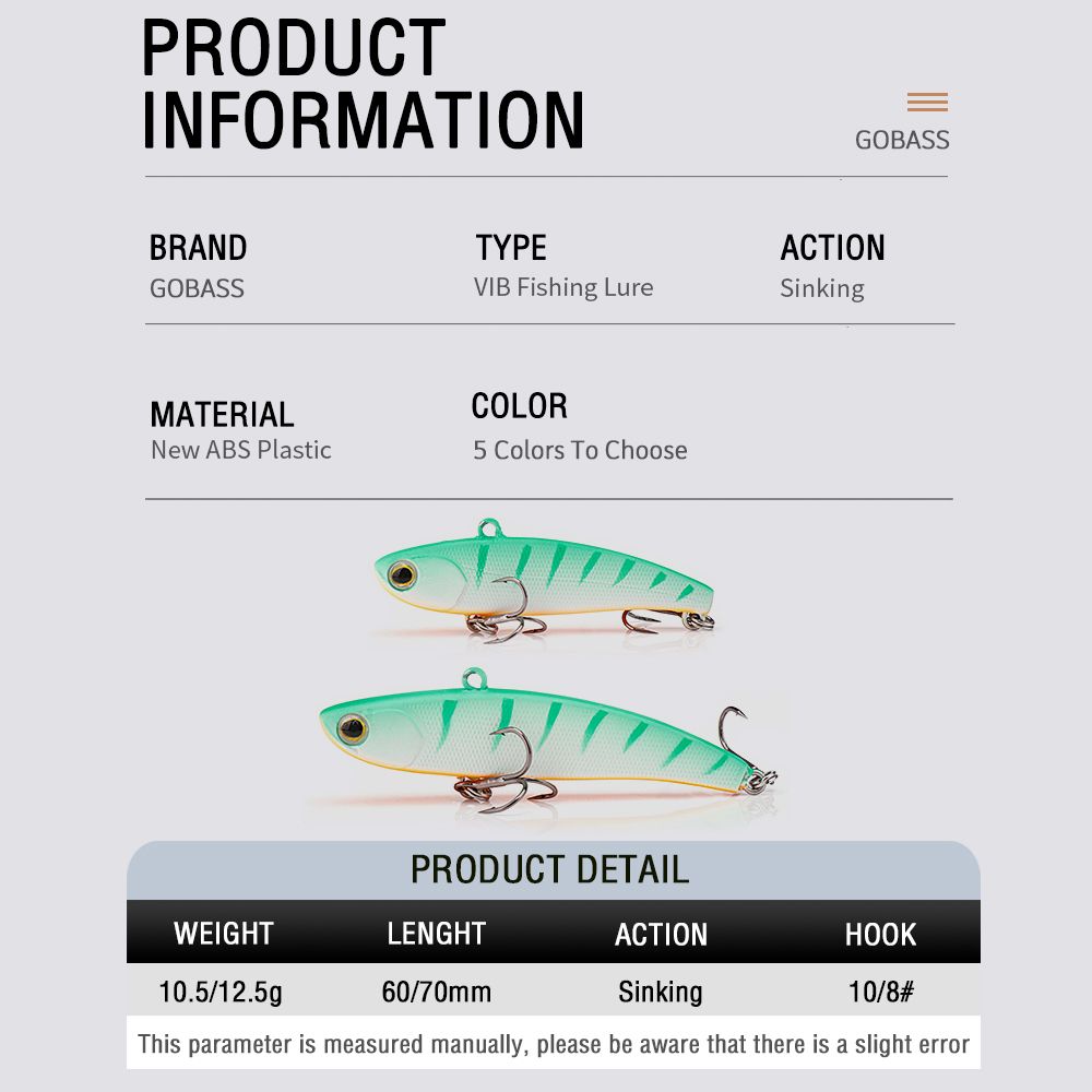Rattlin Lure Crankbait Fishing Lipless Pike GOBASS Bait