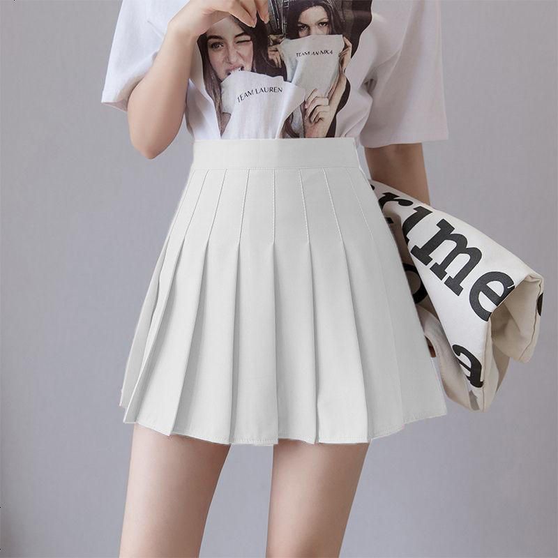 Women Girls Mini Skirt High Waist Pleated Skater Tennis Skirt White S