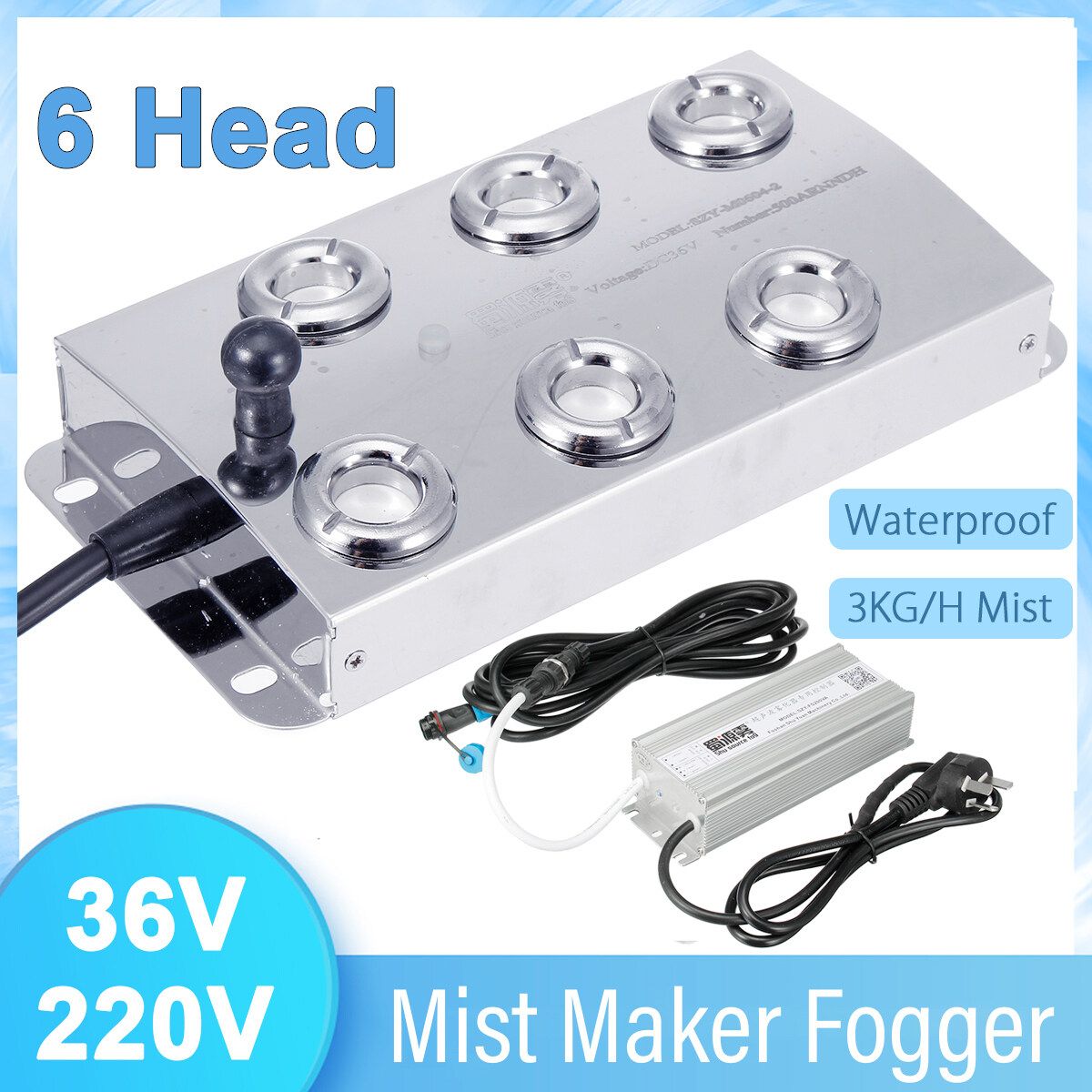 6 Head Ultrasonic Fogger Mist Maker Air Humidifier Atomizer Water Pond Fountain Ultrasonic Mist Maker