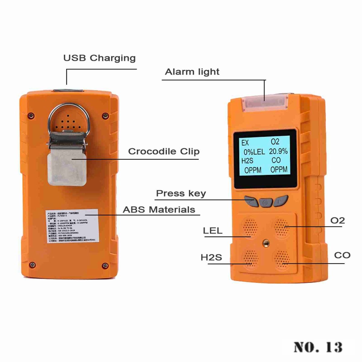 4 In 1 Gas Meter Oxygen Hydrogen Sulfide Carbon Monoxide Combustible Gas Leak Detector Multi Gas Detector For O2 H2S CO