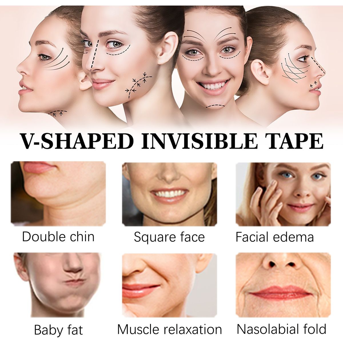 40Pcs Face Lift Tape V-shaped Tighten Skin Invisible Patch