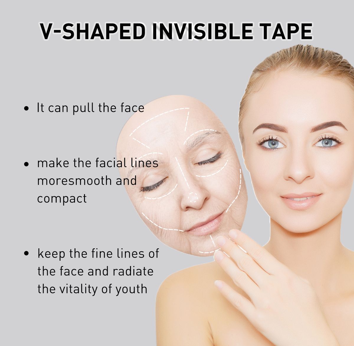 40Pcs V-shaped Invisible Tape Face Lift Tightening Sticker