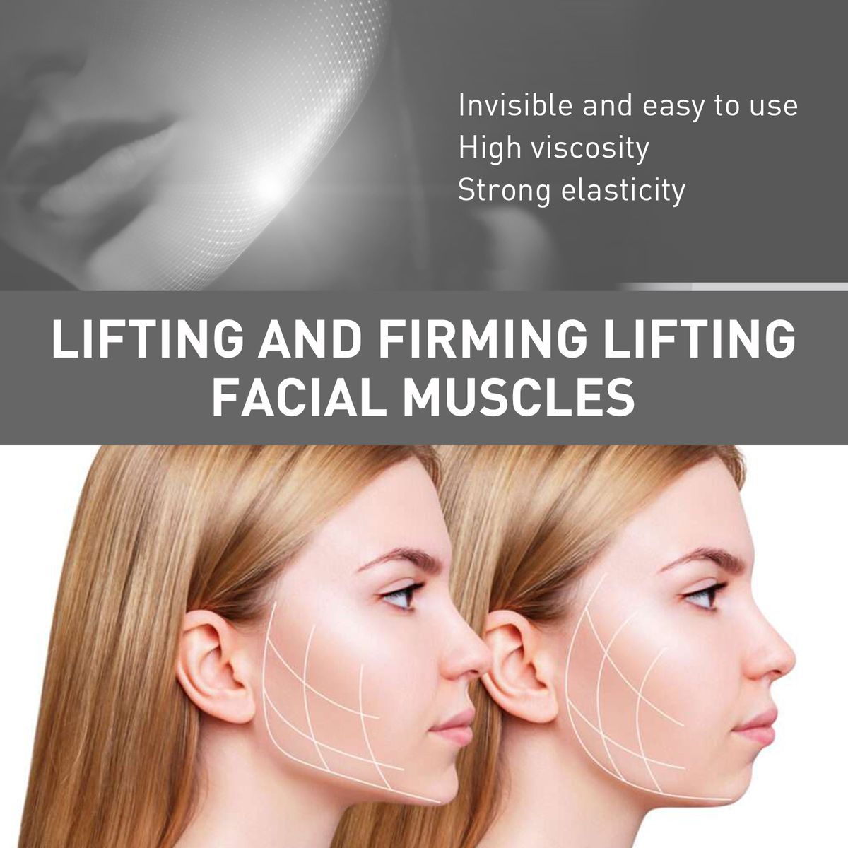 40Pcs V-shaped Invisible Tape Face Lift Tightening Sticker