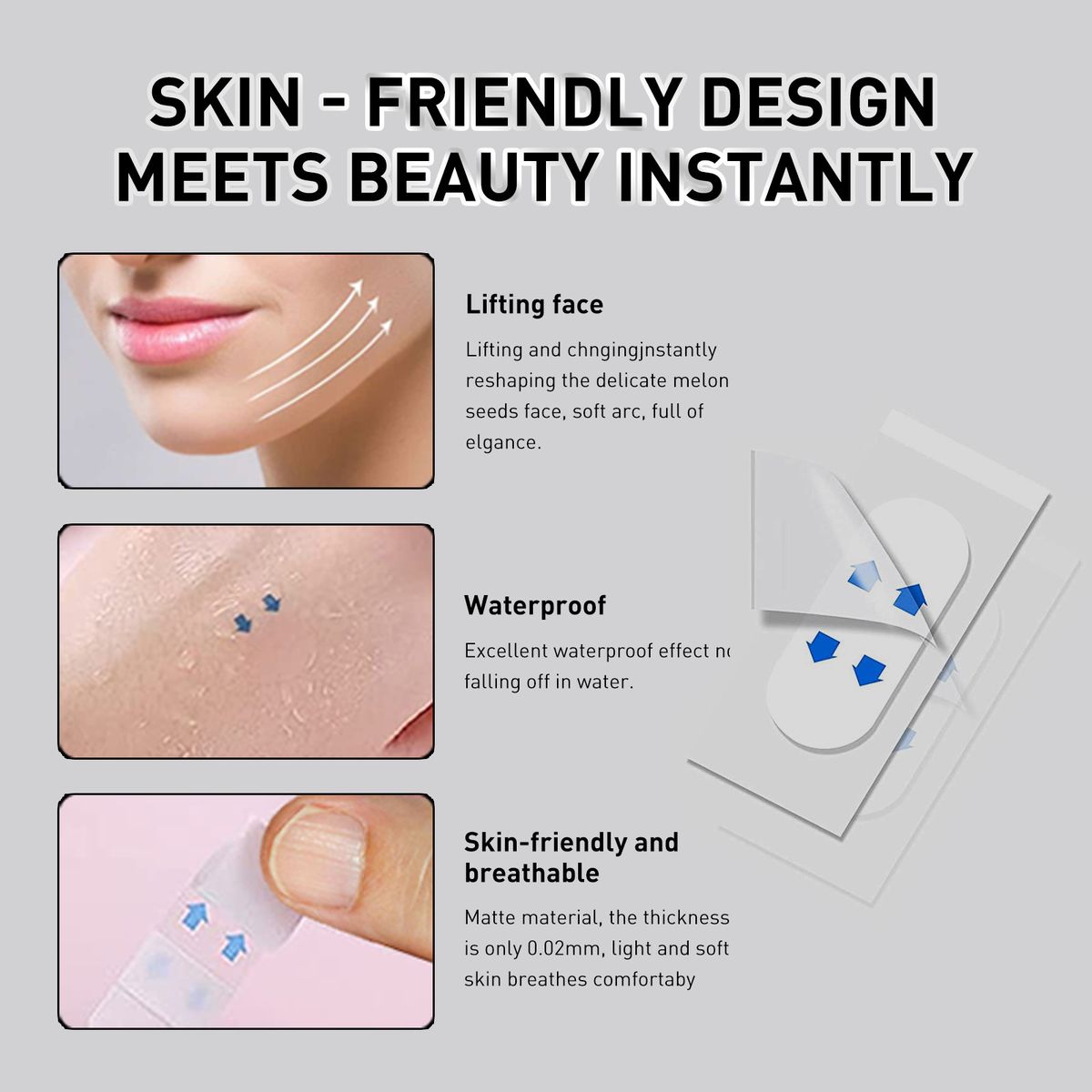 40Pcs V-shaped Invisible Tape Face Lift Tightening Sticker