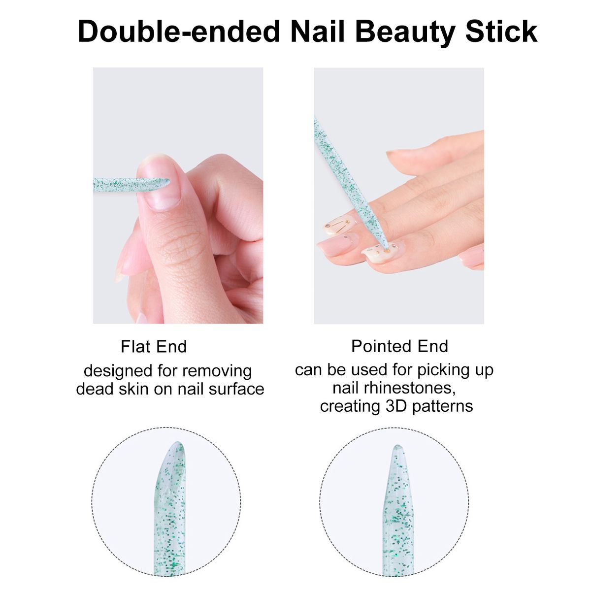 100PCS Double-ended Nail Art Sticks Dead Skin Cuticle