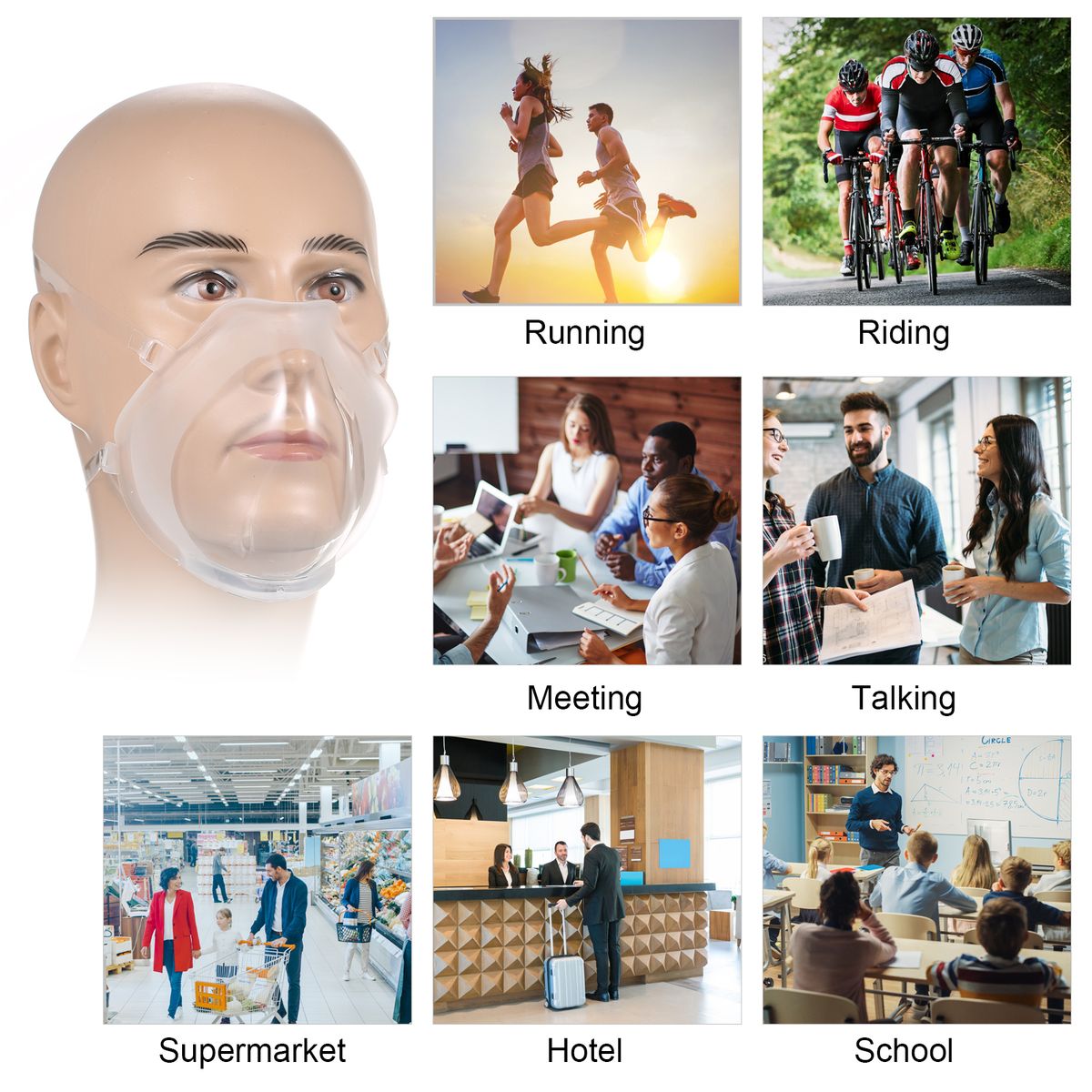 Transparent Face-Mask Reusable Face Protection Clear Face