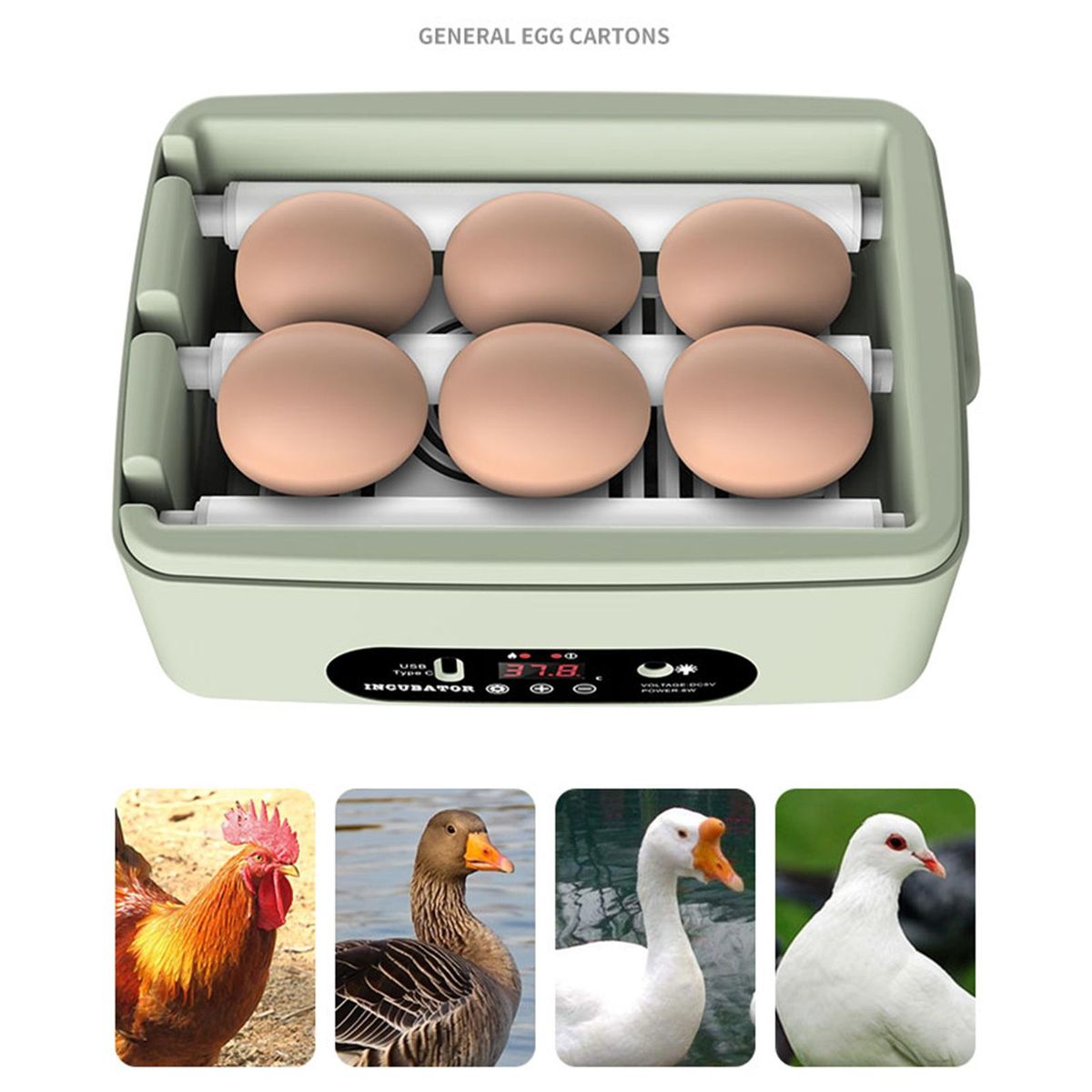 Mini Egg Incubator Egg Turner Tray Digital Hatcher Machine