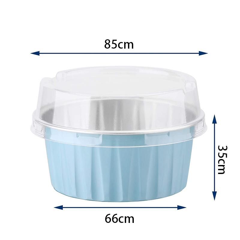 100Pcs 5Oz 125Ml Disposable Cake Baking Cups Muffin Liners Cups with Lids Aluminum Foil Cupcake Baking Cups-Blue