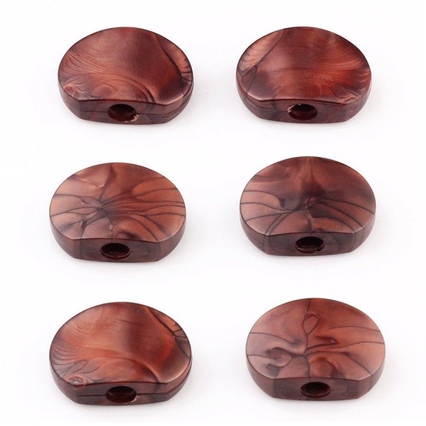 6 Brown Pearloid Acrylic Buttons For Guitar Tuner Machine Heads Tuning