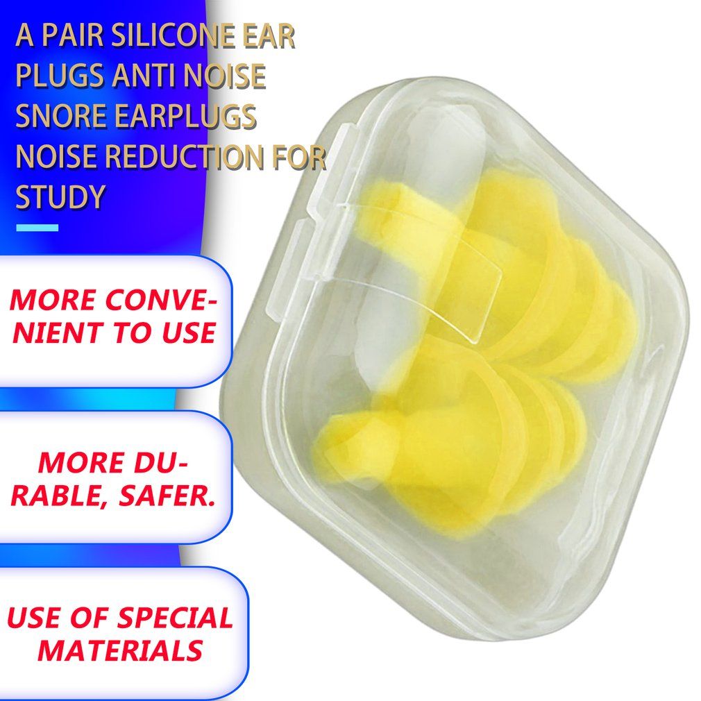 Silicone Anti Noise Snoring Earplugs - Yellow
