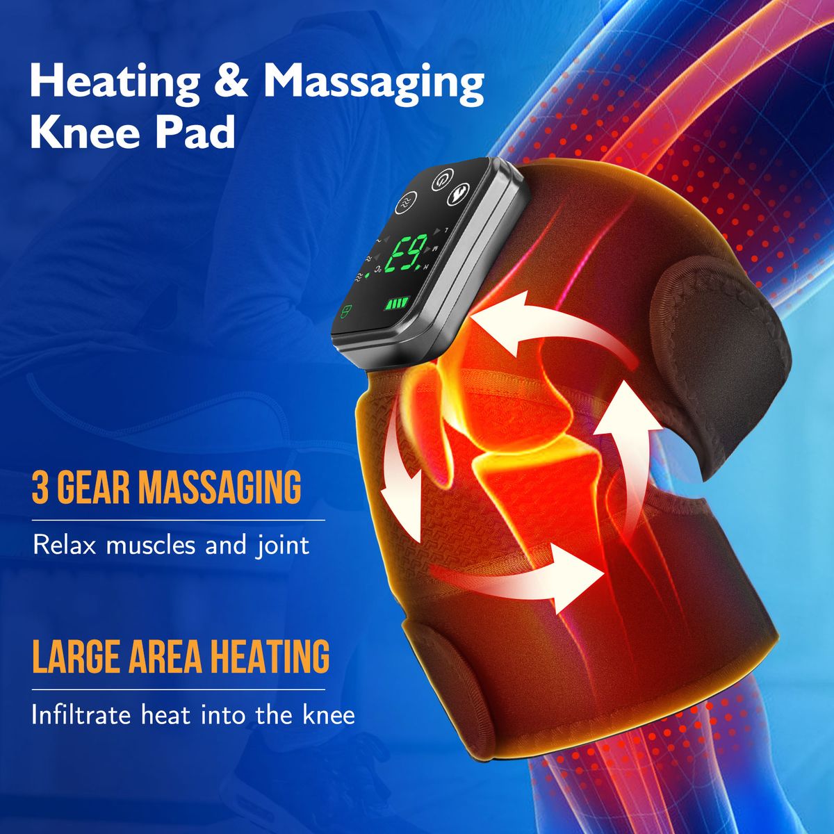 (2 Pcs)Electric Heating Knee Pads Vibration Massager Hot Compress Therapy Support Brace Heated Physiotherapy Joint Elbow Leg Arthritis DON