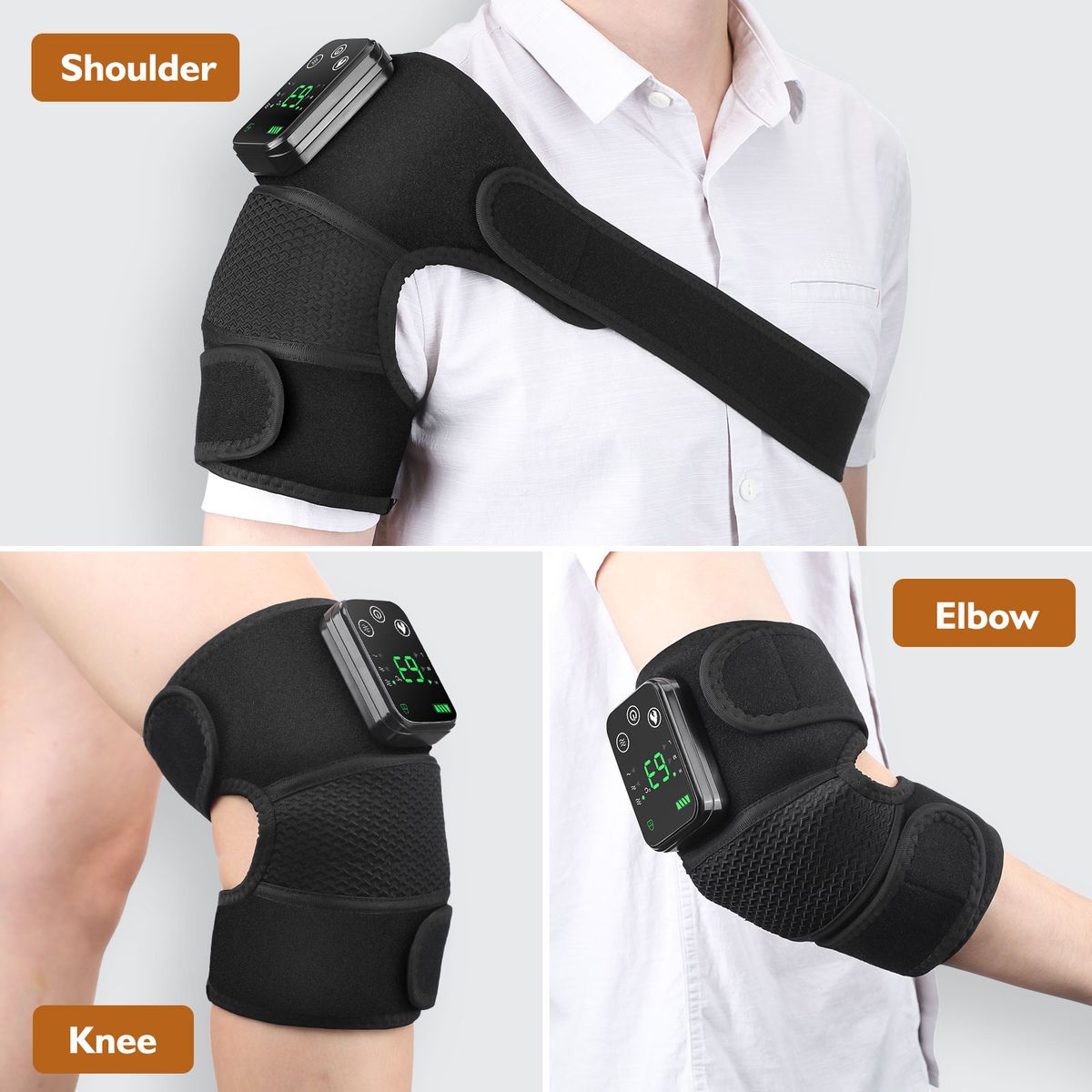 (2 Pcs)Electric Heating Knee Pads Vibration Massager Hot Compress Therapy Support Brace Heated Physiotherapy Joint Elbow Leg Arthritis DON