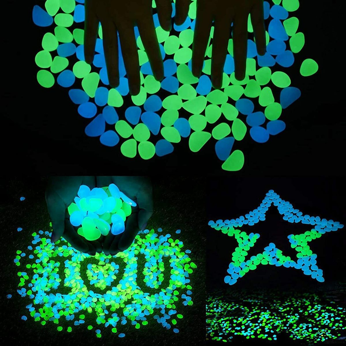 300Pcs Glowing Rocks Outdoor Glow Decorative Stones Garden