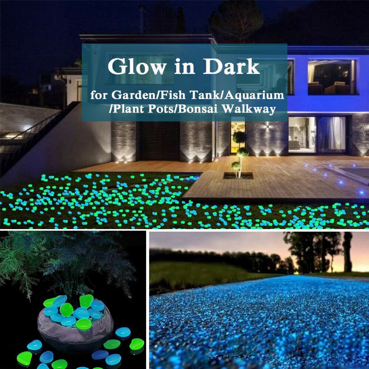 300Pcs Glowing Rocks Outdoor Glow Decorative Stones Garden