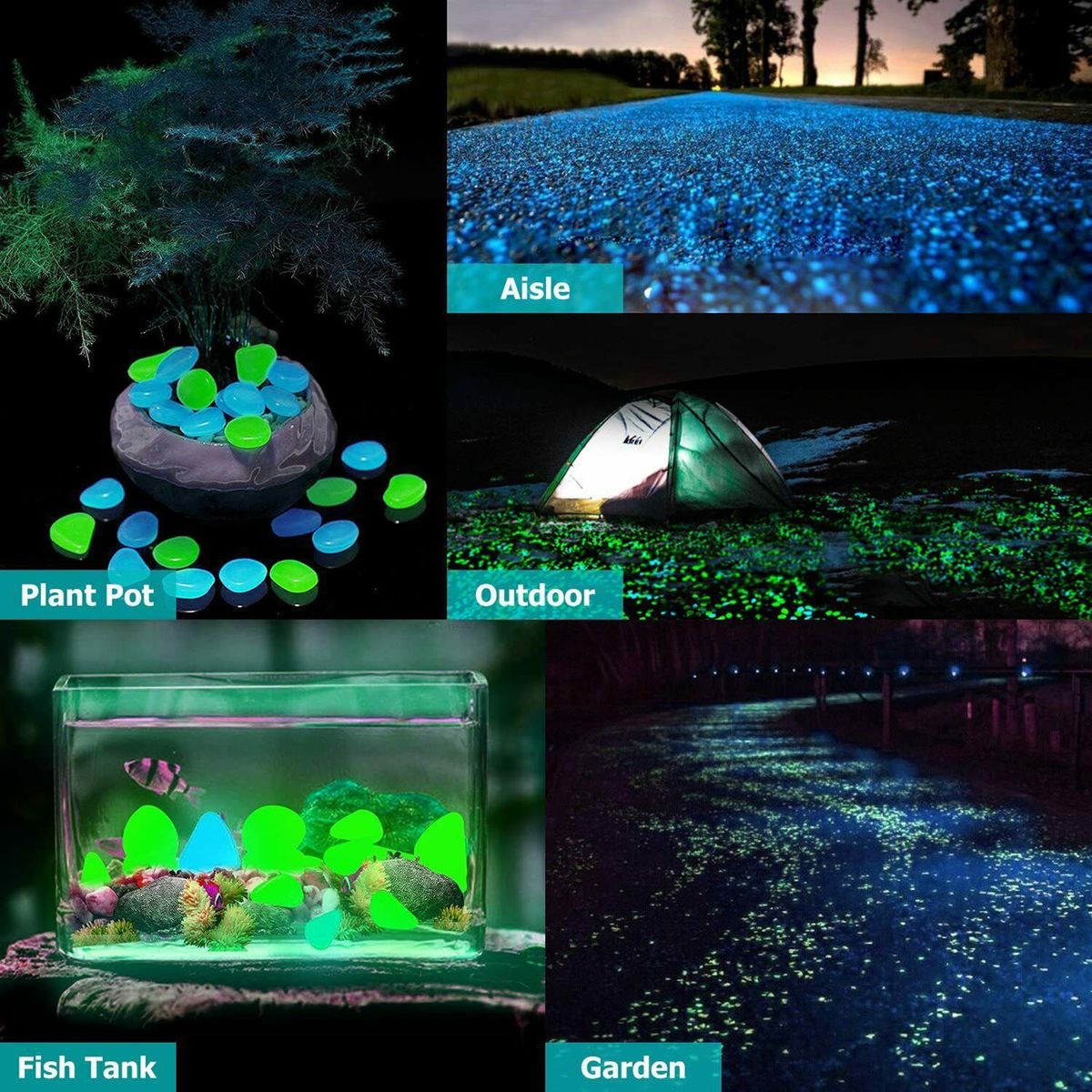 300Pcs Glowing Rocks Outdoor Glow Decorative Stones Garden