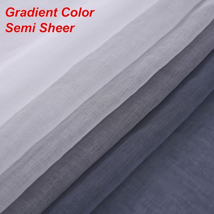 Ombre Sheer Curtains - Faux Linen Gradient Semi Voile Rod