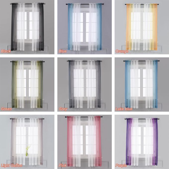 Ombre Sheer Curtains - Faux Linen Gradient Semi Voile Rod