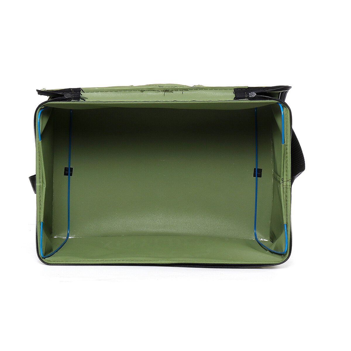 (GREEN/BLUE) Thickened-Canvas Waterproof Portable Foldable Bucket Folding Tank Live Fish Bait Storage Box Water Basin For Camping Green
