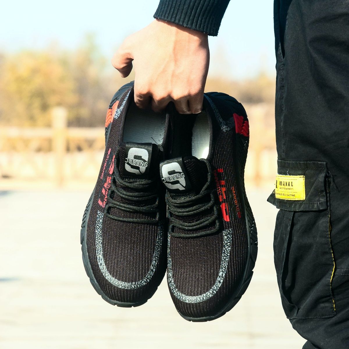 Safety Shoes Steel Toe Work Boots Breathable Fabric Upper