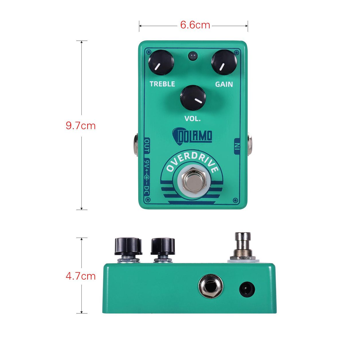 Dolamo D-12 Overdrive Guitar Effect Pedal with Treble Gain Volume Controls True Bypass Design for Electric Guitar