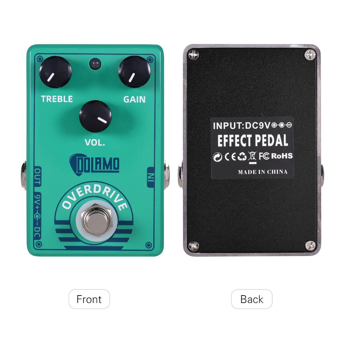 Dolamo D-12 Overdrive Guitar Effect Pedal with Treble Gain Volume Controls True Bypass Design for Electric Guitar