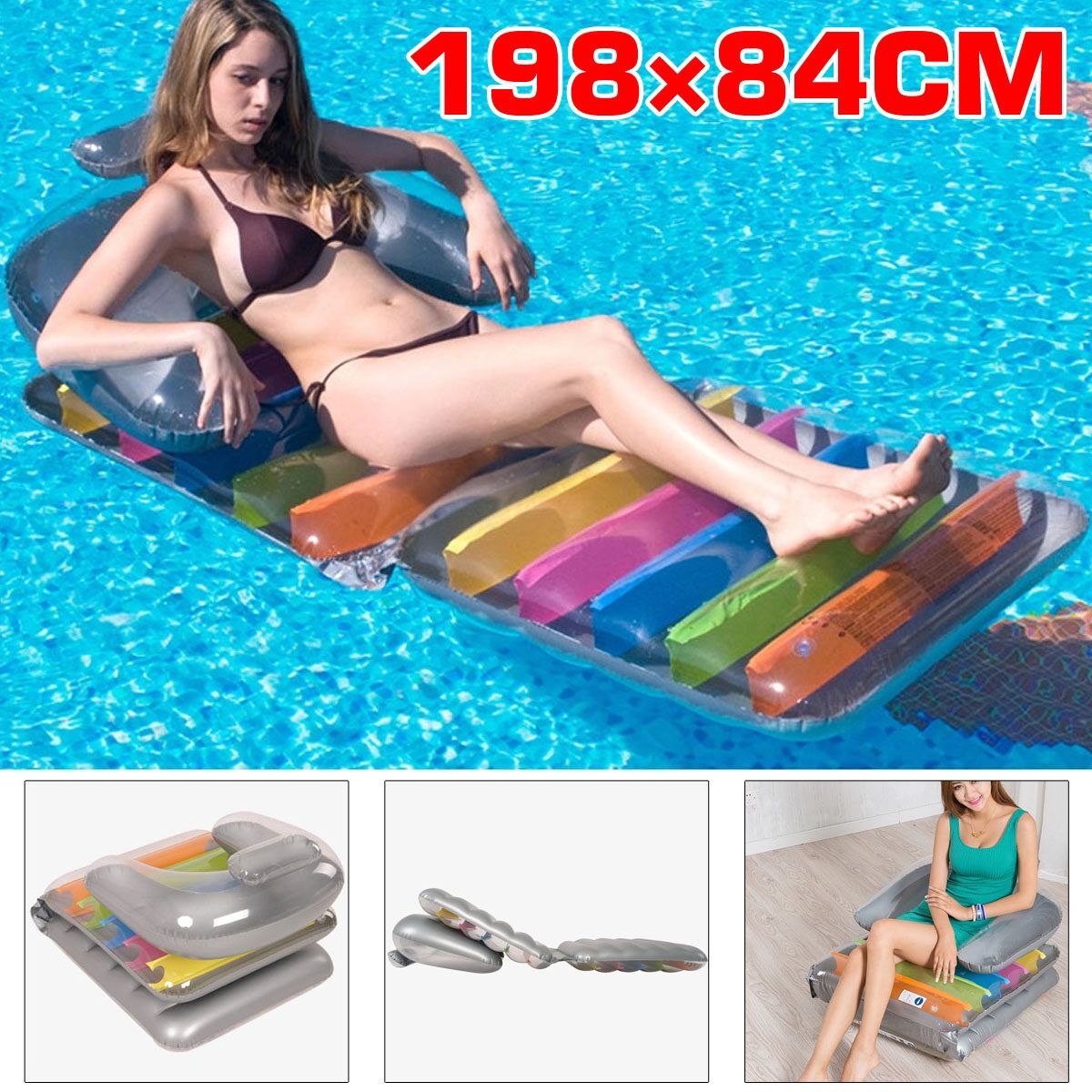 Swimming Pool Inflatable LILO Relax Lounger Air Bed Swimming Chair Float Blow Up