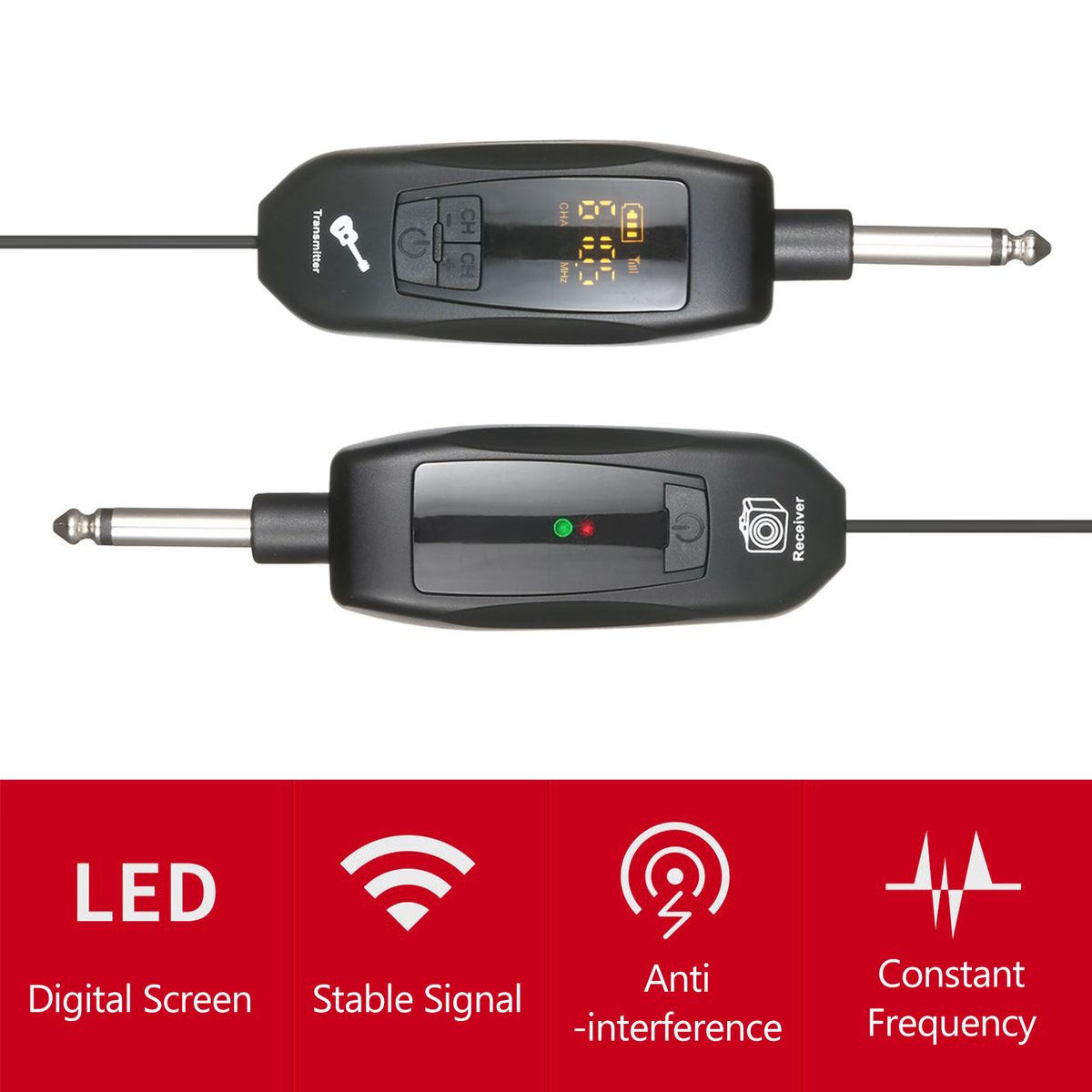 UHF Wireless Transmitter & Receiver 6.35mm Standard Audio