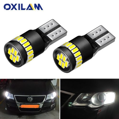 2Pcs Canbus T10 W5W LED 3014 24-SMD Side Position Parking Light Bulb For Volkswagen Golf Tiguan