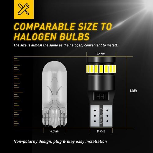 2Pcs Canbus T10 W5W LED 3014 24-SMD Side Position Parking Light Bulb For Volkswagen Golf Tiguan