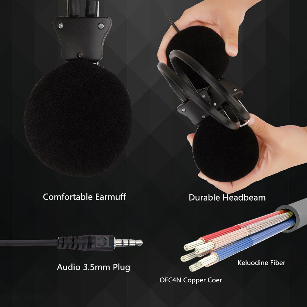 Over-ear Headphones Earphones With Cable 3.5mm Plug For