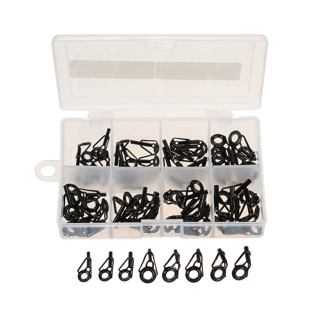 80pcs Fishing Rod Guide Set Tip Repair Kit Fishing Rod Parts
