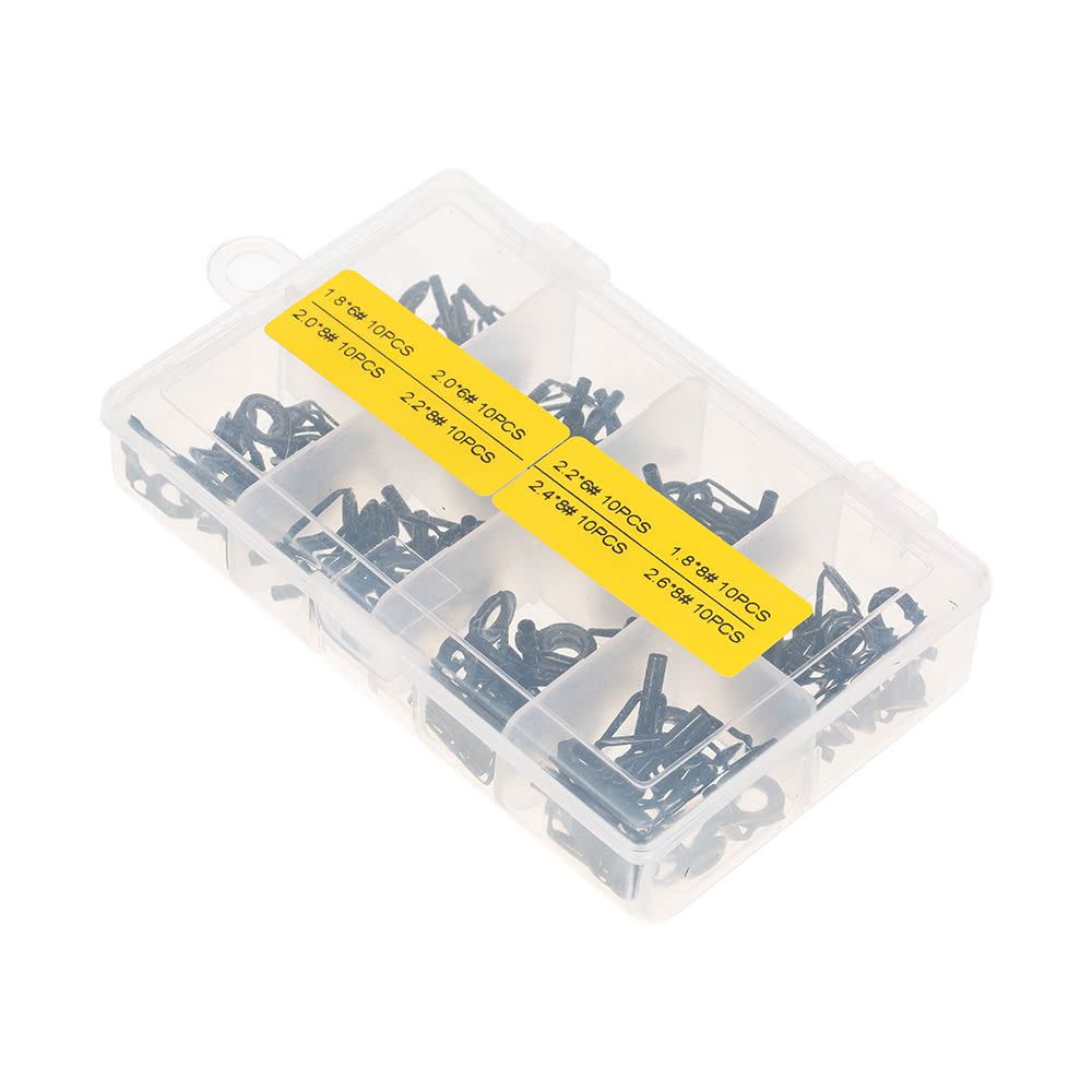 80pcs Fishing Rod Guide Set Tip Repair Kit Fishing Rod Parts