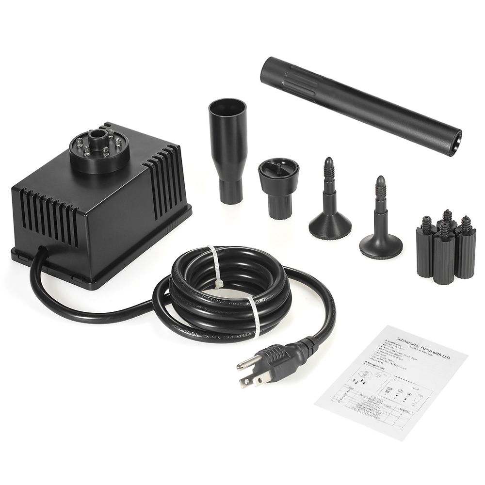 10W Submersible Water Pump With LED Light For Aquarium Fish