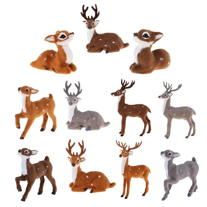 Simulation Christmas Elk Plush Reindeer Model Light Brown Female Stand