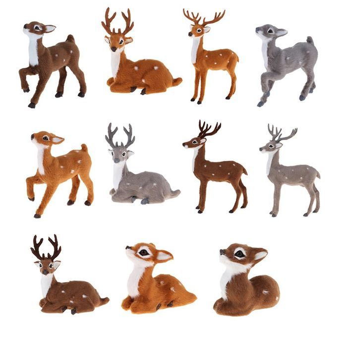 Simulation Christmas Elk Plush Reindeer Model Light Brown Female Stand