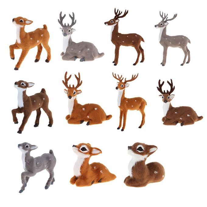 Simulation Christmas Elk Plush Reindeer Model Light Brown Female Stand